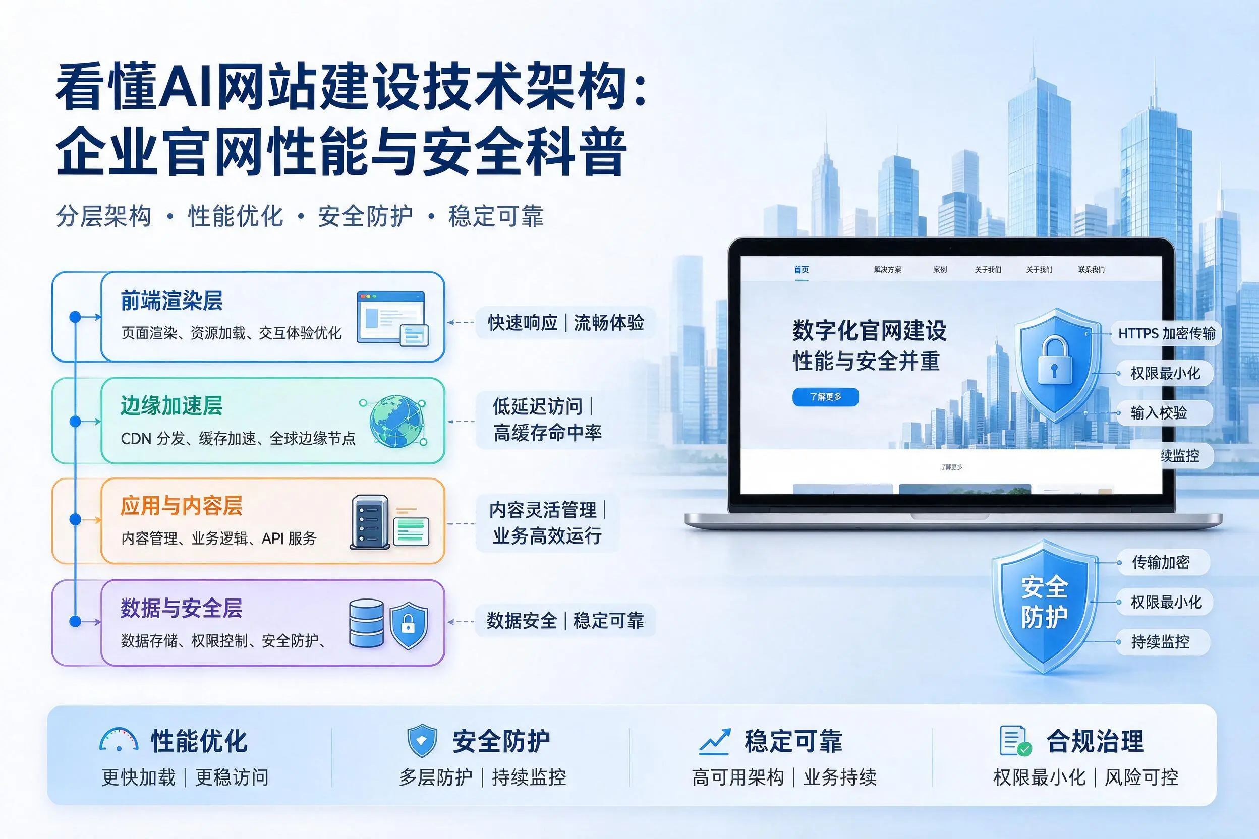 看懂AI网站建设技术架构:河池企业官网性能与安全科普