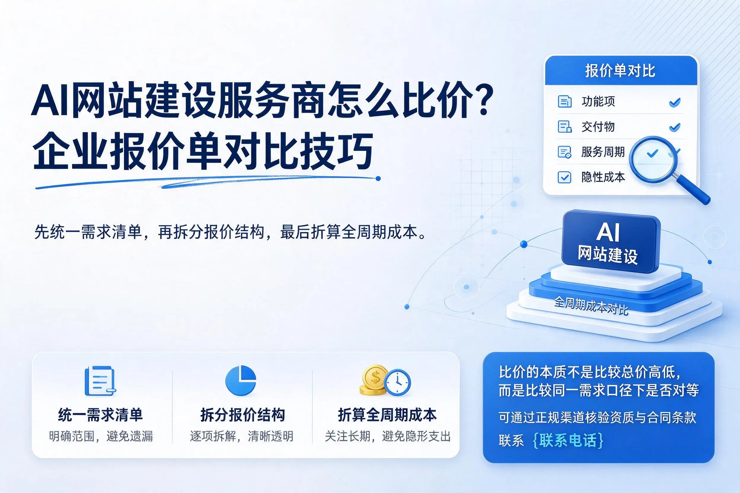 AI网站建设服务商怎么比价?河池企业报价单对比技巧