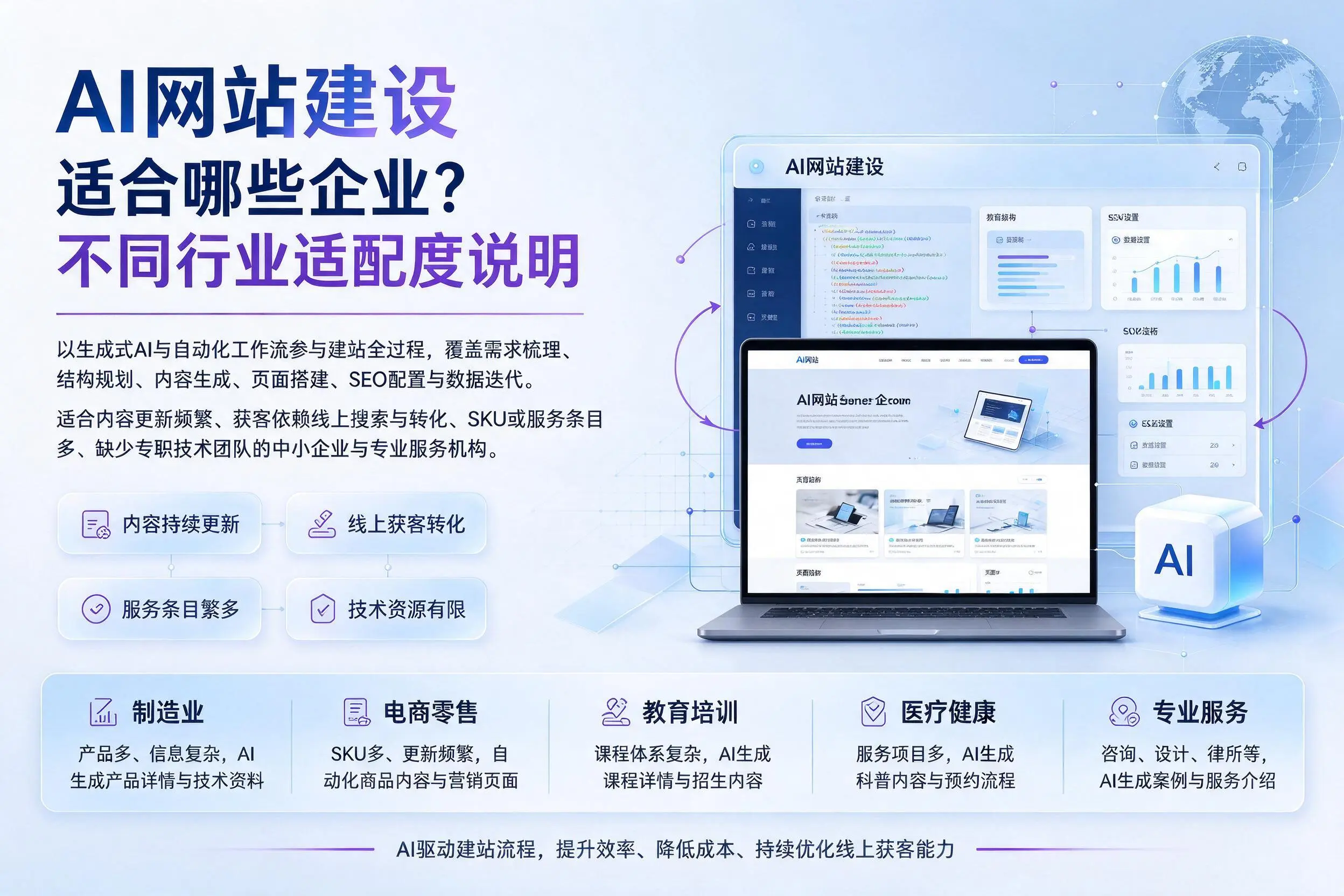 AI网站建设适合哪些企业？河池不同行业适配度说明